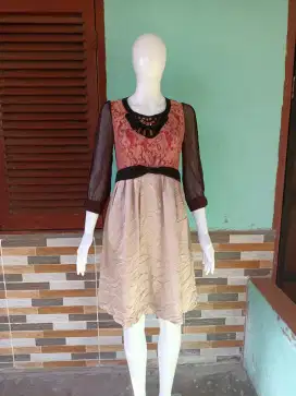 DRESS SATIN BRUKAT MURAH