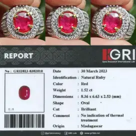 Red Ruby 1.52 ct No Heat Antik Eye Clean Top Color Top Luster
