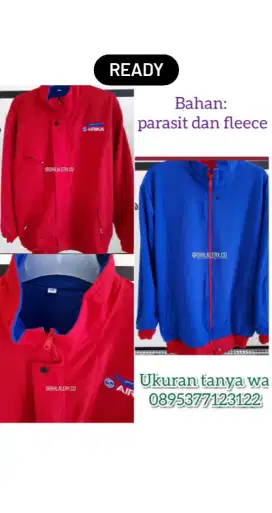 [TERBARU]JAKET MERAH-BIRU AIRBUS DUA WARNA 5 KANTONG