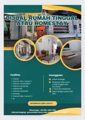 DIJUAL RUMAH TINGGAL ATAU HOMESTAY