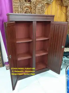 Almari Lemari Rak Baju Pakaian Helm Sepatu Buku Arsip 2 Pintu Kayu #B