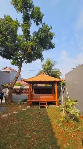 Gazebo kayu saung taman minimalis kayu