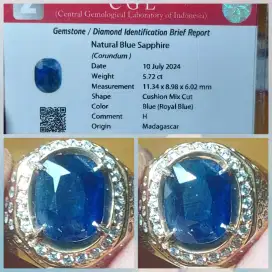 Natural Royal Blue Sapphire Madagascar 5.7 Ct