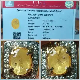 Natural Yellow Sapphire Ceylon Sri Lanka 3.3 Ct