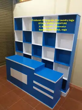 Set Paket Lemari Almari Rak Meja Kasir Laundry Londry Loundry Kayu #GN