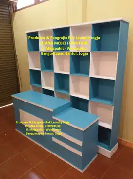 Paket Set Almari Lemari Rak Meja Kasir Loundry Laundry Londry Kayu #06