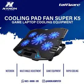 Cooling Pad Super Pendingin Laptop Gaming 5 Kipas USB dengan Lampu