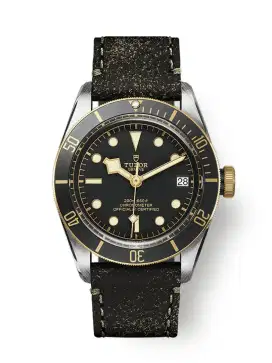 Tudor Heritage Blackbay Black Date, Steel & 18K Yellow Gold Leather