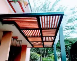 Kanopi carfort WPC atap transparan solarflat dan kaca