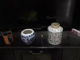 2pcs pajangan guci/vas bunga kramik