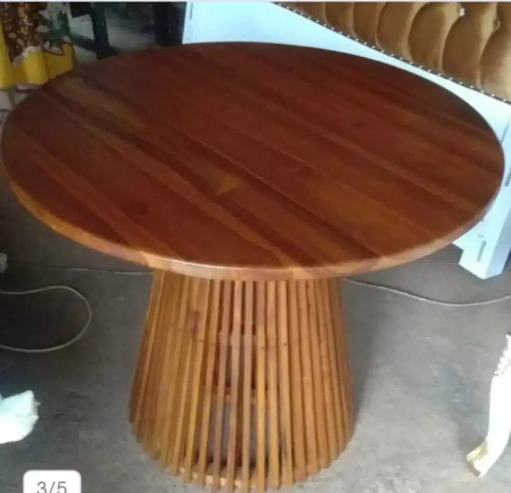 Unit meja jamur kayu jati