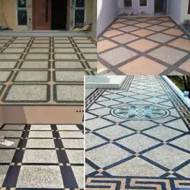 Pembuatan carport lantai.batu sikat