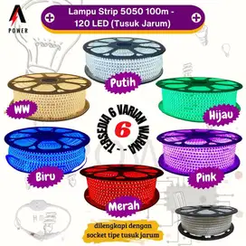Lampu LED Strip 5050 100m-120 LED (WW,Putih,Biru,Merah,Hijau,Pink)
