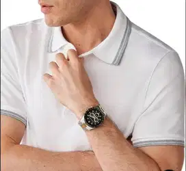 Jam Tangan Michael Kors Layton MK8784 Chronograph Black Dial Dual Tone