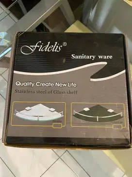 Fidelis Rak Kaca Kamar Mandi Hitam Sudut Stainless stell