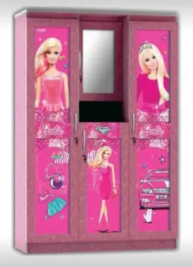 LEMARI PAKAIAN 3 PINTU KACA MASUK APANEL BARBIE WDM-11135 BBD