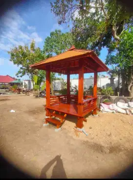 Gazebo jati minimalis ukuran 2 meter