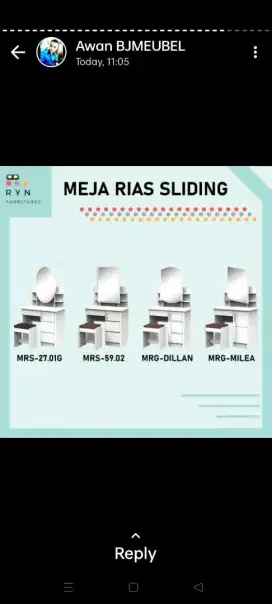 Meja rias bisa pilih model cerminnys