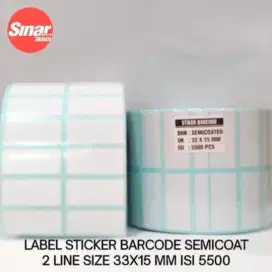 LABEL STICKER SEMICOAT SIZE 33X15 MM 2 LINE ISI 5500 PCS
