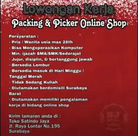 Lowongan Karyawan Karyawati Online Shop