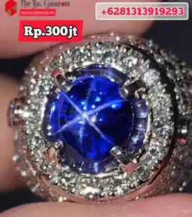 Natural Vivid Royal Blue sapphire star srilanka 6.01ct Ring GD GRI Lab