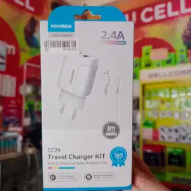 Charger FOOMEE CC29 + Kabel Data Type-C (Haru Cell Palembang)