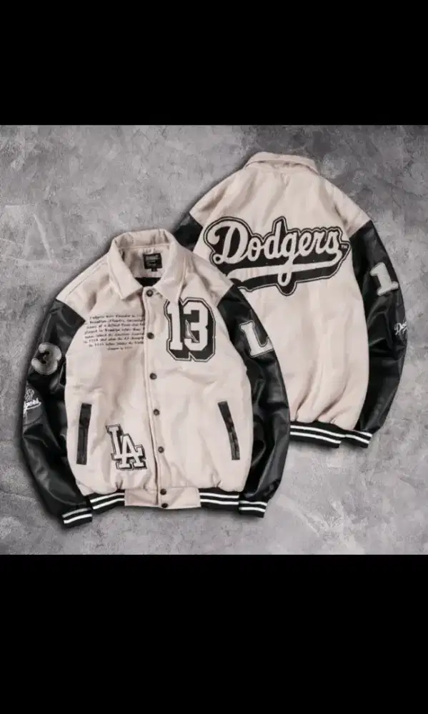 Jaket Baseball Varcity Distro Motif DODGERS Bekas no nego