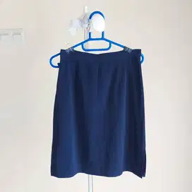 Rok sepan kerja suede biru dongker navy