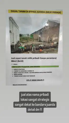 jual cepat tanah di dekat bandara juanda shm tanpa perantara