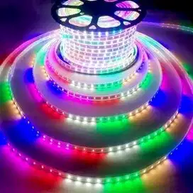 Strip LED RGB 1 roll = 100 meter warna warni + adaptor. Lampu selang