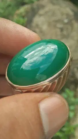 Natural Bacan Palamea Dim 30x20x8  mRing Perak size 19