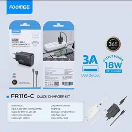 TRAVEL CHARGER FOOMEE FR116-C TYPE-C QUICK CHARGER KIT 3.0A 18W