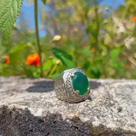 Cincin Pria - Green Calcedony Ring alpaka super
