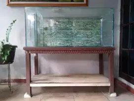 Aquarium Full Kaca + Meja Kaki