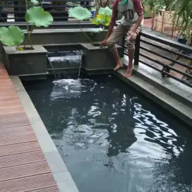 Pembuatan kolam minimalis,relief tebing dan kolam natural