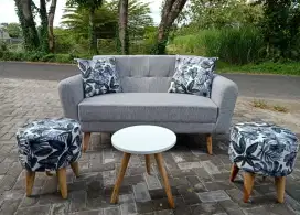 sofa abu-abu bludru canvas  jogja