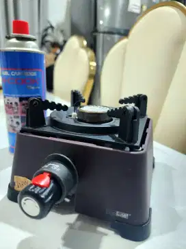 Kompor Portable Charging Gas Camping Mini Ungu Bisa di bawa kemana²