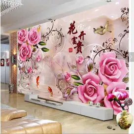 Jual gorden hordeng gordyn tirai jendela wallpaper dinding 3d custom