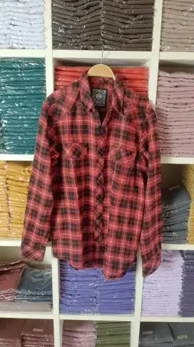 Flannel merah tebal