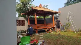 Gazebo taman kayu kelapa ukuran 2 meter