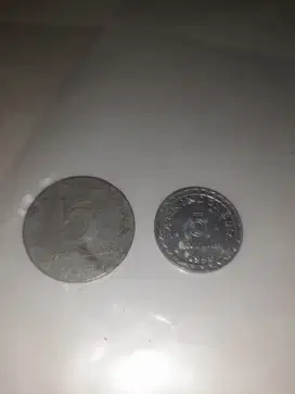 Koin Rp 5,- edisi 1970 dan 1996 koleksi