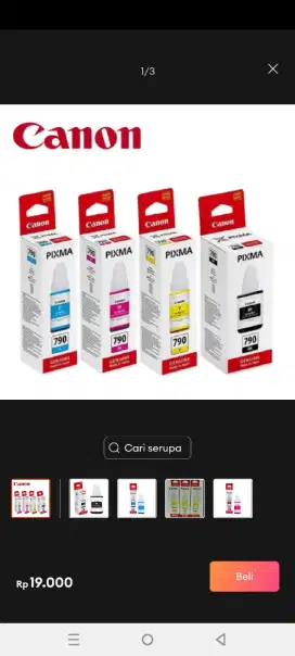 Tinta Canon 790 .98 persen compatible ori