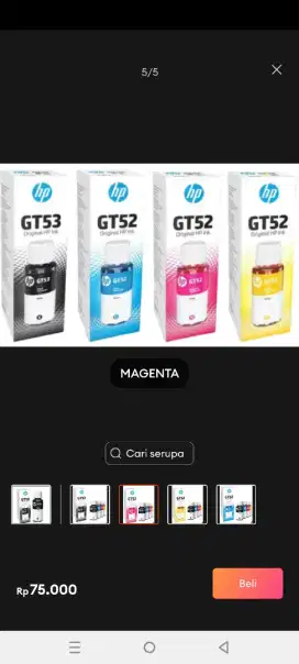 Tinta HP GT52 dan 53 .98 persen compatible ori