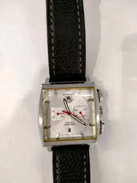 Jam tangan pria tag Heuer Monaco otomatis kulit .