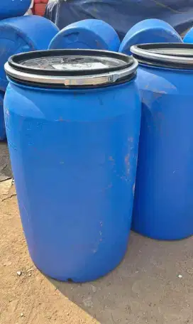 Jual drum plastik biru 200liter bekas