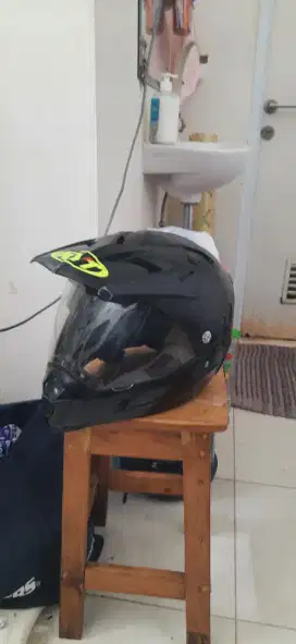 Helm supermoto size XL double visor,  hitam doff bsd serpong
