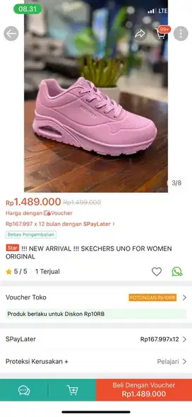 Sepatu skecher new lilac