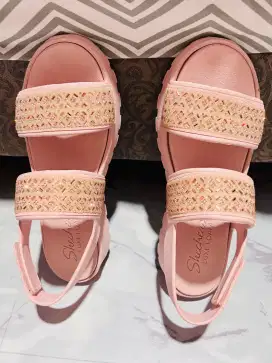 Sandal skechers wanita soft pink - original