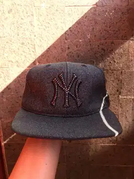 topi MLB NY authentic full black bling bling