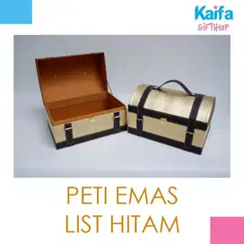 Box Hamper Tempat bingkisan Eksklusif model Peti Hitam Emas (Jinjing)